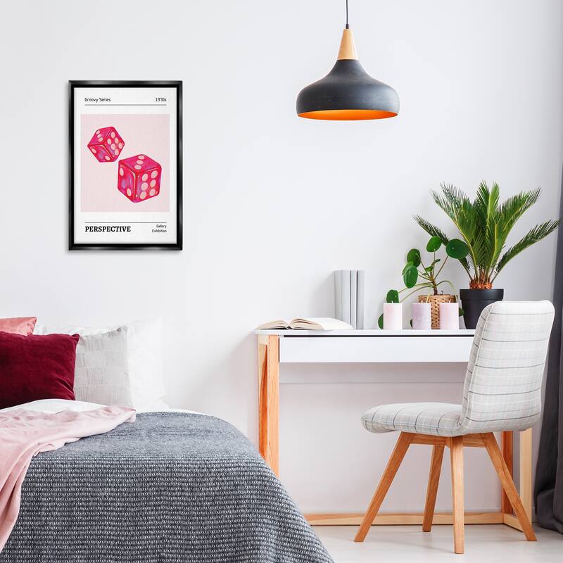 Stupell Pink Dice Pair Framed Floater Canvas Wall Art Design By LSR Design Studio