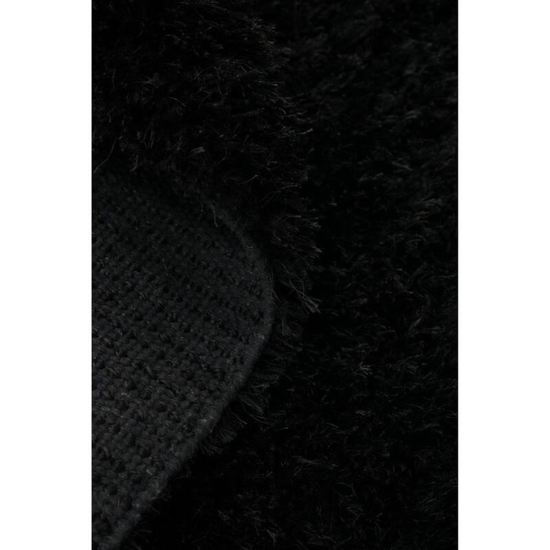 Hand Knotted Oriental 100% Wool Carpet Modern Contemporary Black Shaggy Area Rug - 5' 9'' X 3' 11''