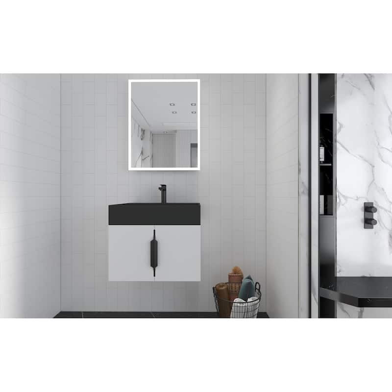 Amazon 24" Wall Mounted Bathroom Vanity Set w/ Black Top