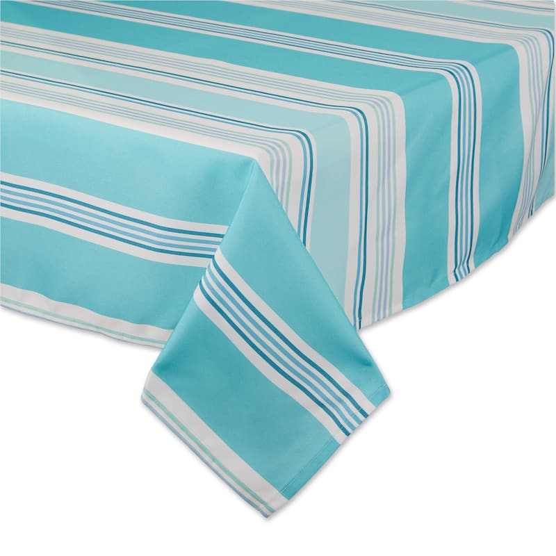 DII Beach House Stripe Print Outdoor Tablecloth With Zipper 60 Round