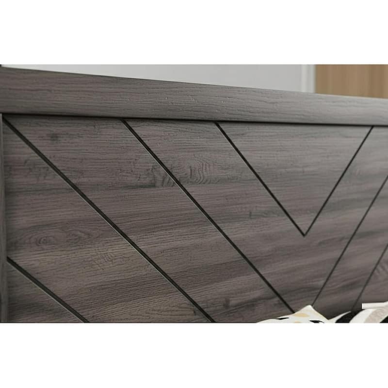 Contemporary Style 1pc Bed Set Wooden Headboard Design Platform Bed Gray Finish Bedroom Furniture