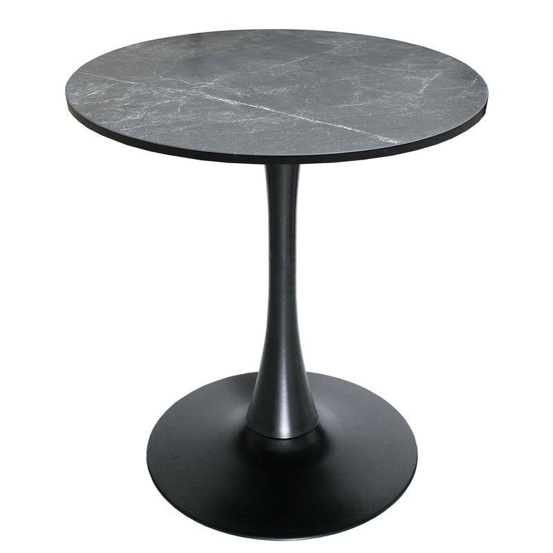 Bristol 27" Round Dining Table for 4 with Solid Wood Tabletop in Sleek Black Pedestal Base for Kitchen & Dining Room - 27.56" - Black