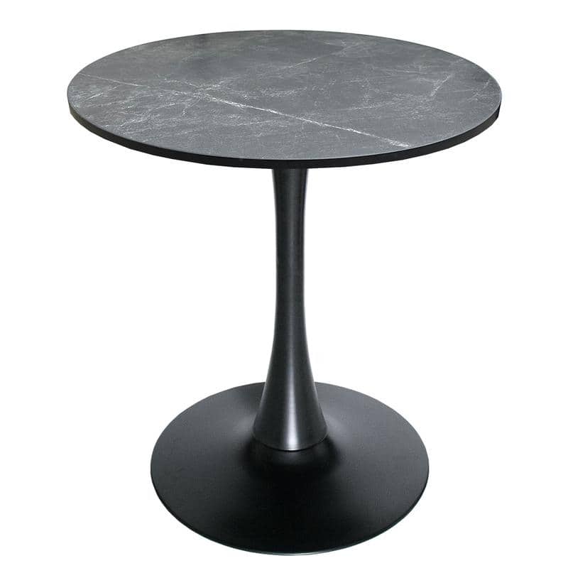 Bristol 27" Round Dining Table for 4 with Solid Wood Tabletop in Sleek Black Pedestal Base for Kitchen & Dining Room - 27.56"