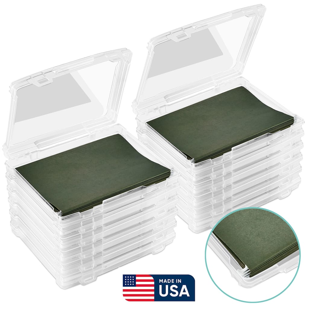 Sorbus Set of 12 Thin Hanging File Organizer Bin, Clear Plastic Stackable for Document Storage