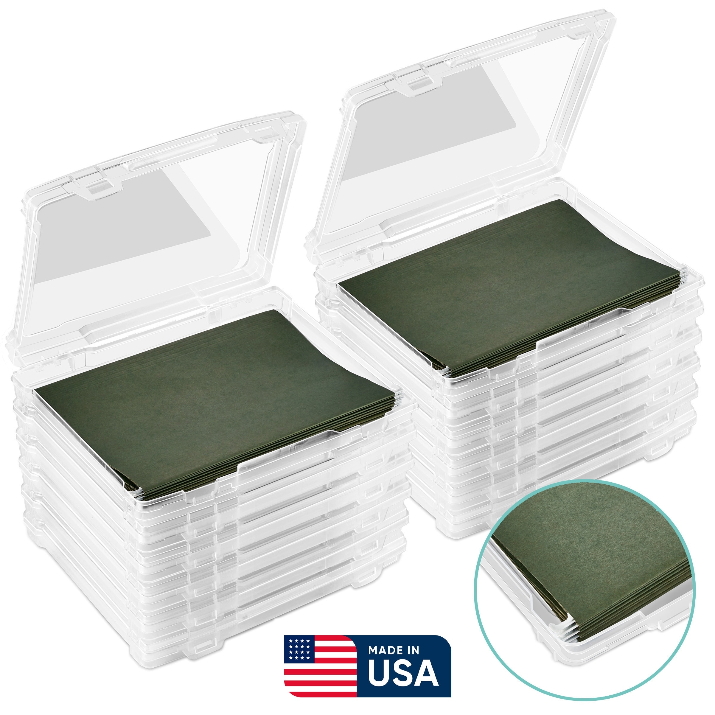 Sorbus Set of 12 Thin Hanging File Organizer Bin, Clear Plastic Stackable for Document Storage