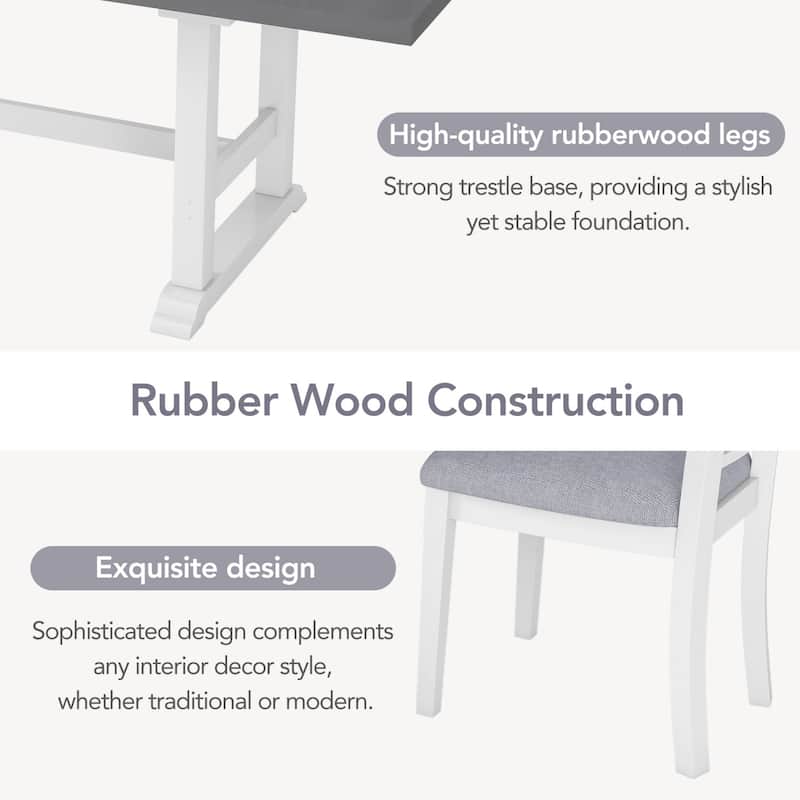 76.9" Extendable Dining Table with 4 Upholstered Chair and 1 Bench