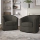 preview thumbnail 5 of 44, Nailhead Trim Upholstered Swivel Accent Chairs Set of 2 Grey