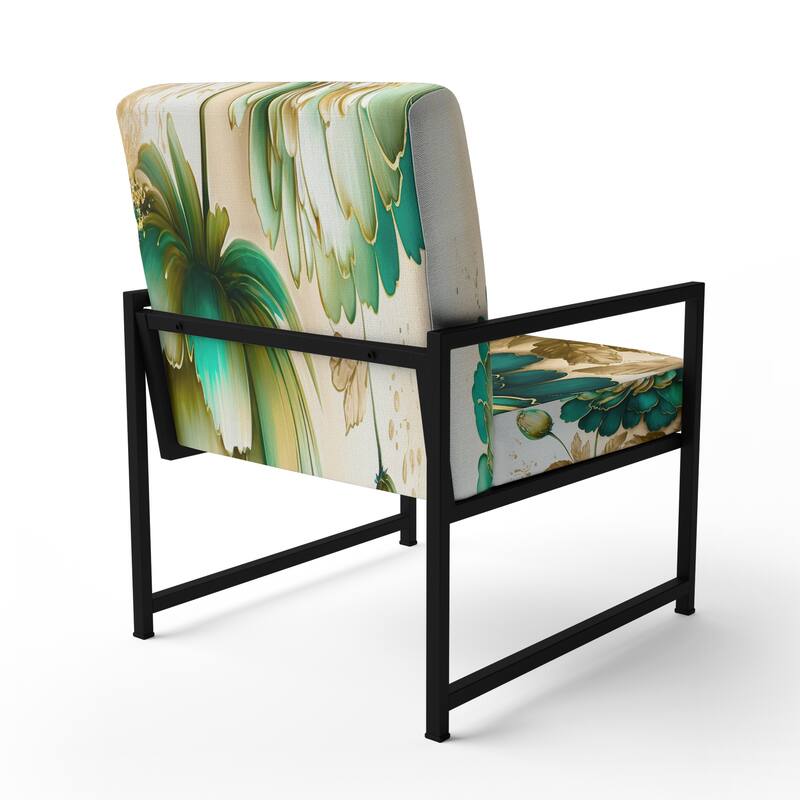 Designart "Green Blooming Daisy I" Upholstered Floral & Botanical Accent Chair and Traditional Arm Chair - Multiple Color