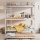 preview thumbnail 4 of 8, Metal Twin Size Kids Triple Bunk Bed with Trundle, Heavy Duty Steel Frame, Full-Length Guardrails, White