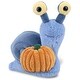 preview thumbnail 1 of 4, DolliBu Super Soft Blue Snail Stuffed Animal with Pumpkin Plush Decor - 5.5 inches