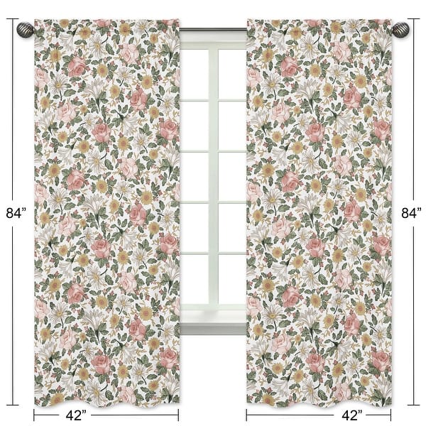 Sweet Jojo Designs Vintage Floral Boho 84-inch Window Treatment Curtain Panel Pair