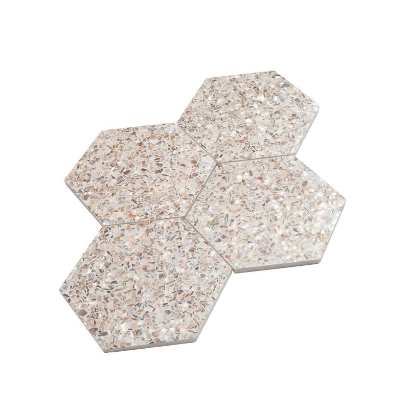 Amalfi 9x8 in. Glossy Shell, Terrazzo Hexagon Wall and Floor Tile (1.8 sq ft/case, 5-Pack)
