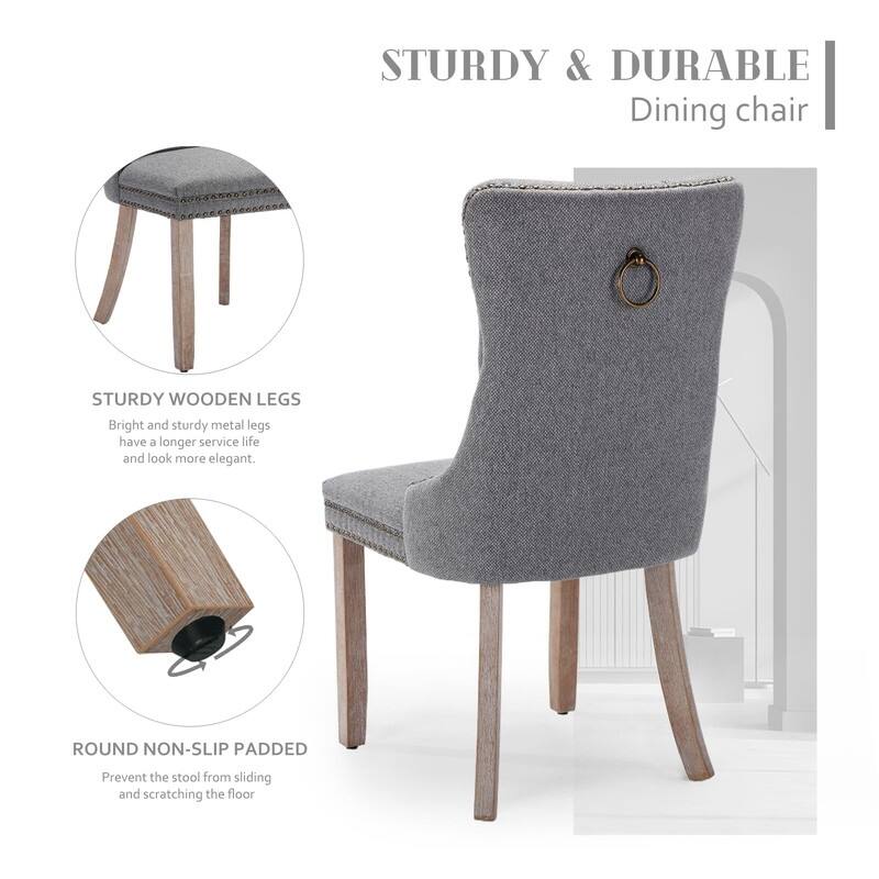 Tufted Naliheads Solid Wood Upholstered Dining Chairs Set of 6