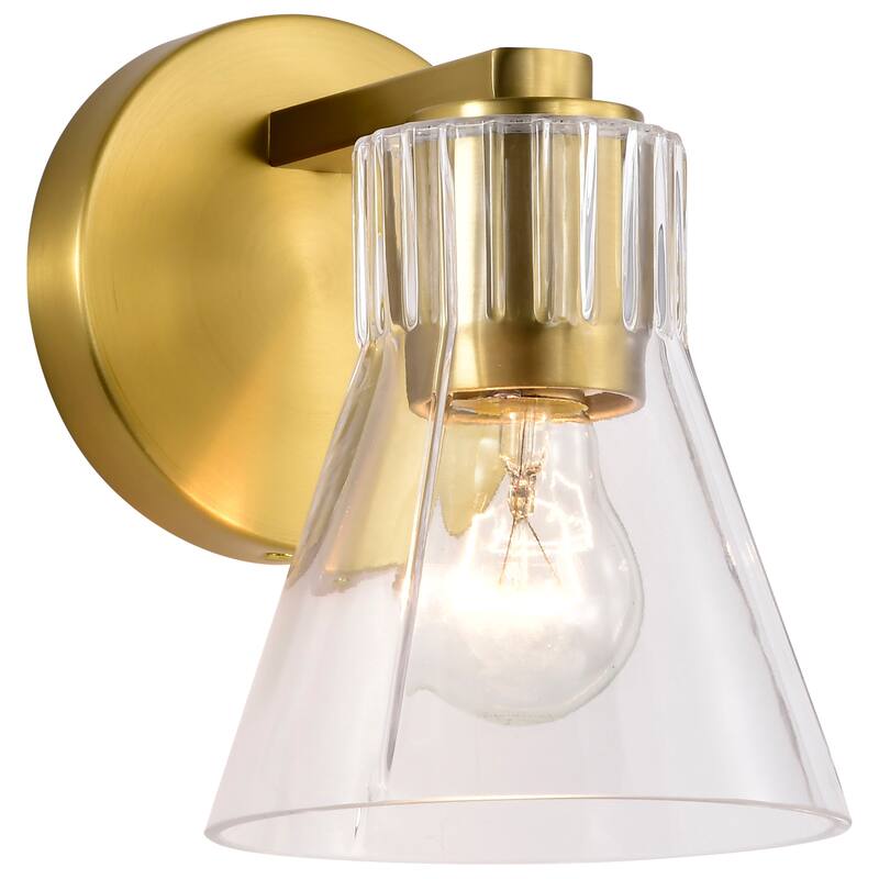 Gianna 1 Light Vanity Vintage Brass Finish Clear Glass - Vintage Brass