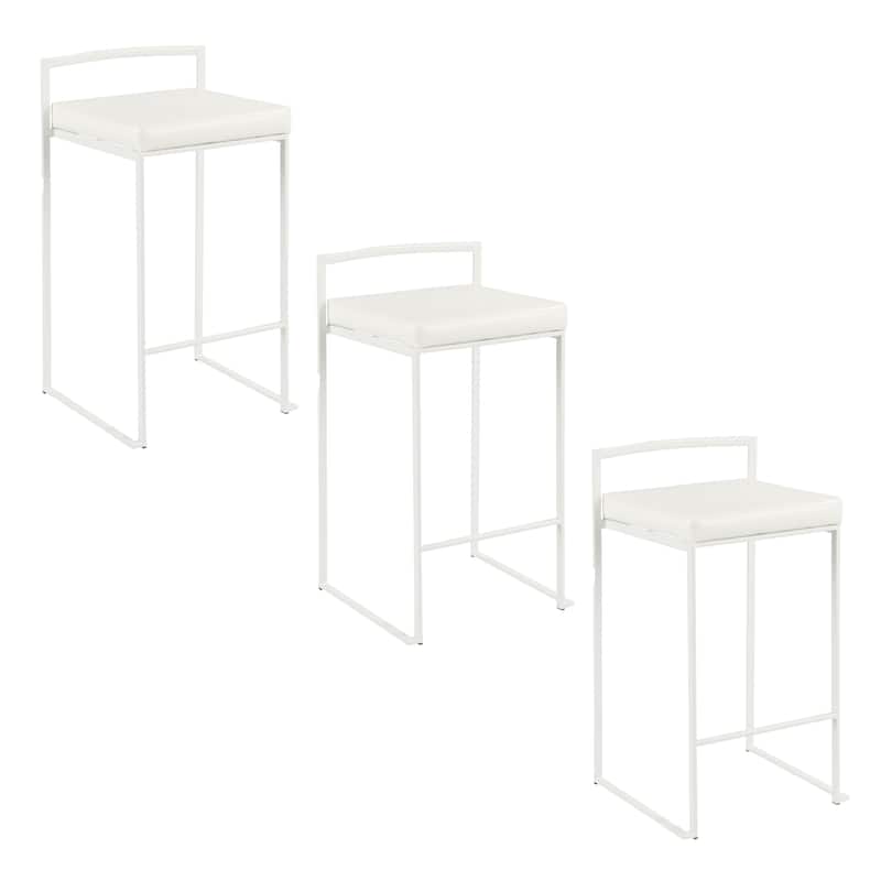 Porch & Den Forrest White Stackable Fully Welded Counter Stool (Set of 3)