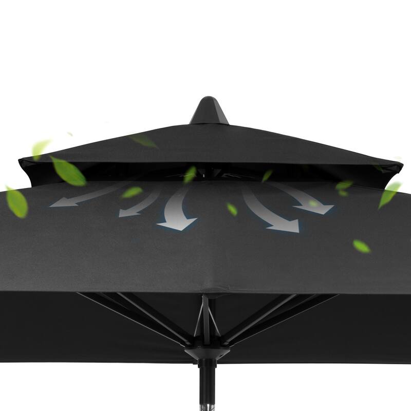 10 x 6.5 Ft Double Top Market Patio Umbrella with Base