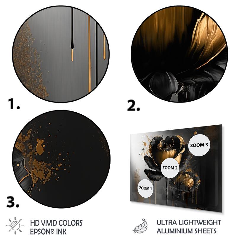 Metal Panel Crocus Designart 'Black And Gold Crocus Floral Design II' Floral Crocus Metal ...