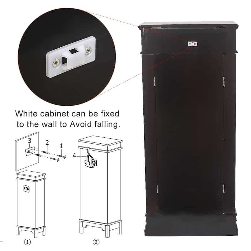 Large Mirror Jewelry Armoire Front Storage Chest Stand Organizer with 8 Drawers