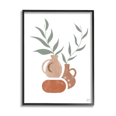 Stupell Boho Ceramic Plant Still Life Modern Terracotta Illustration Framed Wall Art