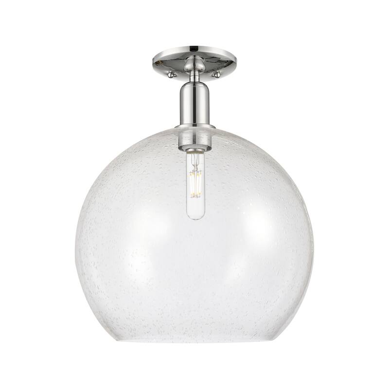 Innovations Lighting Endless Possibilities Arcadia - Athens - 1 Light 14" Semi-Flush Mount - Polished Nickel/Seedy