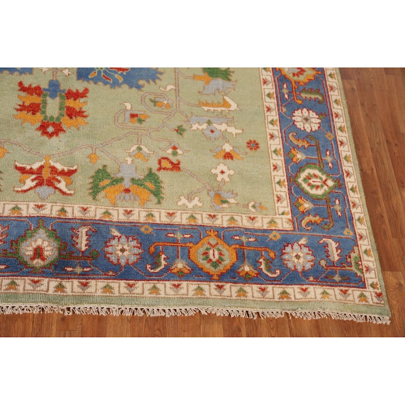 Green Heriz Serapi Indian Area Rug Handmade Wool Carpet - 8'10" x 11'9"