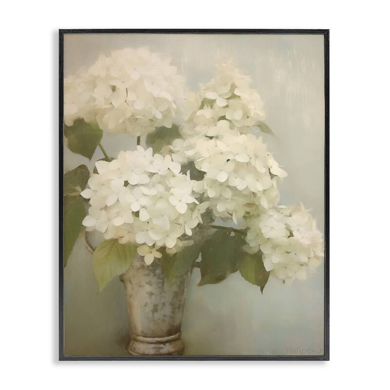 Stupell Faded Country Hydrangeas Framed Giclee Art Design By Arlington Prints - 24 x 30 - Black