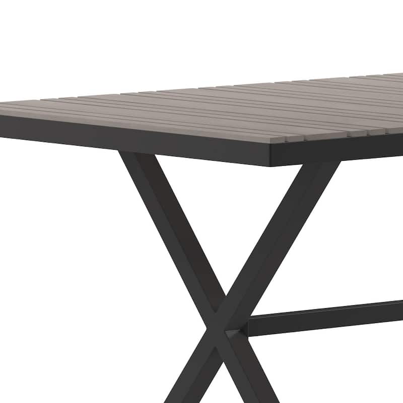 Commercial Grade Polyresin Slat Outdoor Patio Table