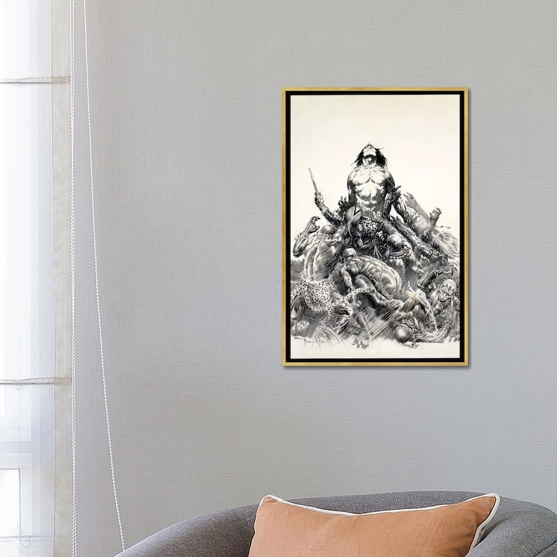 iCanvas "Ape Man" by Frank Frazetta Framed