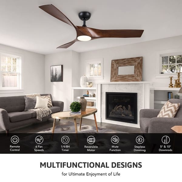 slide 2 of 33, CO-Z 52" Modern Ceiling Fan with Dimmable LED Light and Remote