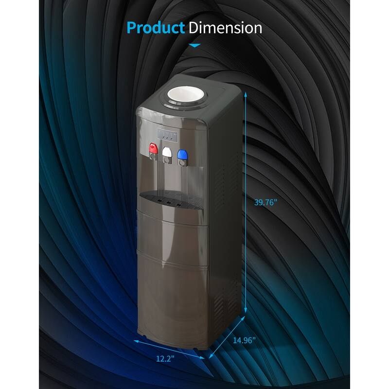 3 in 1 Water Dispenser with Ice Maker, Cold/Hot Temperature, 3 or 5 Gallon, Top Loading,Black