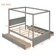 preview thumbnail 24 of 22, Full Size Canopy Bed Wood Canopy Bed w/ Drawers and Headboard Unisex