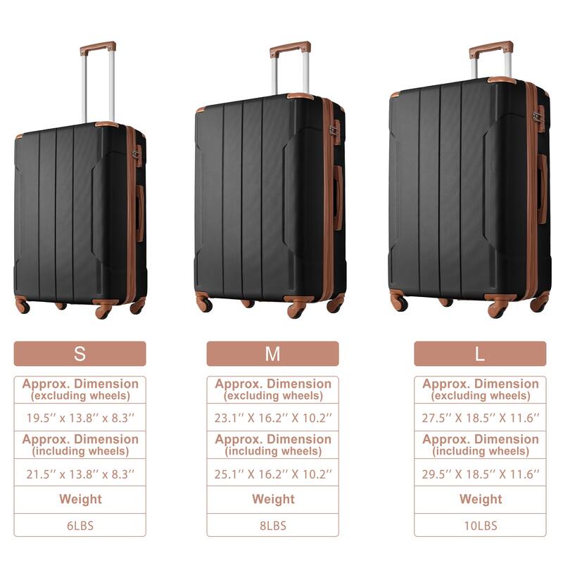 Luggage Sets, 3 Piece Luggage Expandable Suitcase Set, ABS Hardshell 4-Wheel Spinner Luggage with TSA Lock