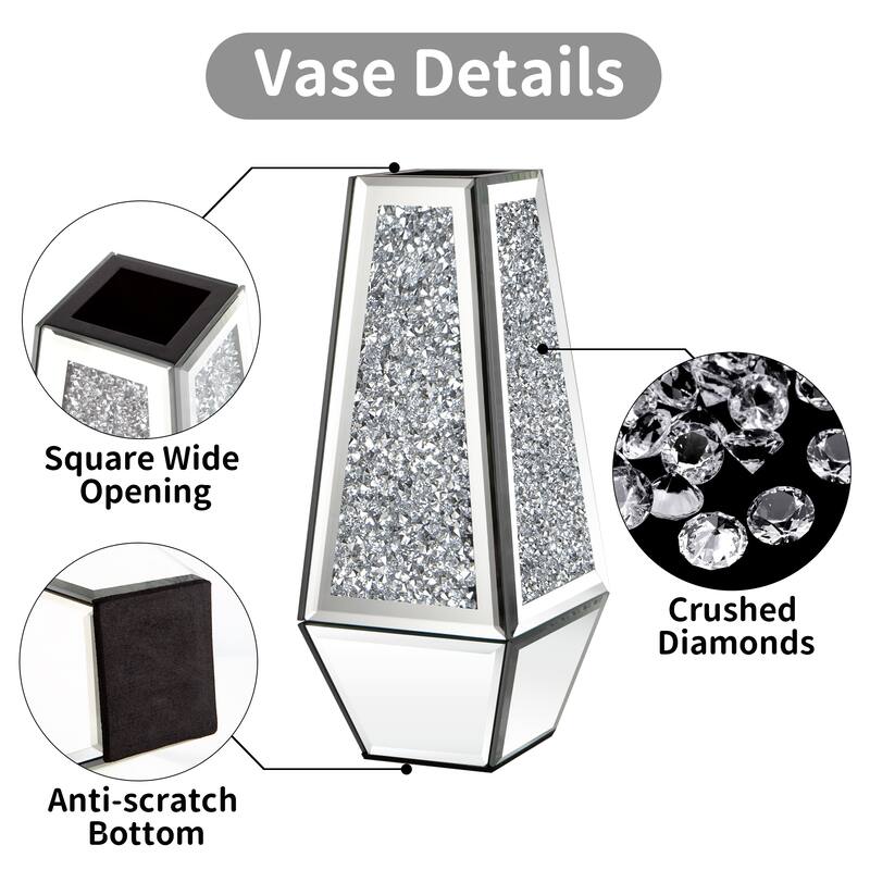 Crushed Diamond Mirrored Vases,Set of 2