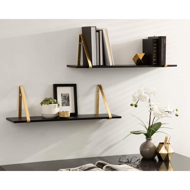 Kate and Laurel Soloman Wood 2 Piece Shelves with Metal Brackets