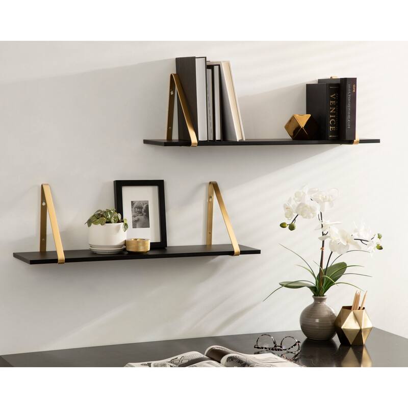 Kate and Laurel Soloman Wood 2 Piece Shelves with Metal Brackets
