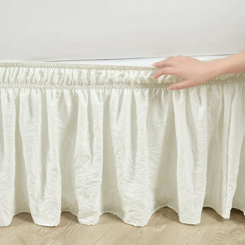 Lush Decor Ruched Ruffle Elastic Easy Wrap Around Bedskirt