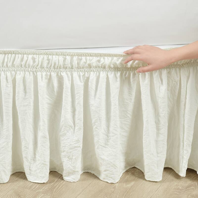 Lush Decor Ruched Ruffle Elastic Easy Wrap Around Bedskirt