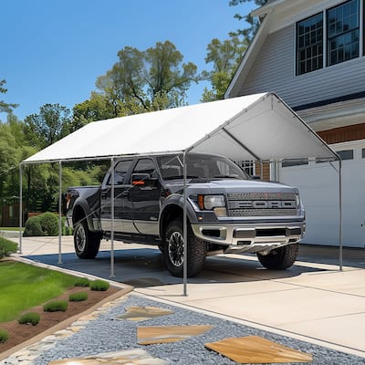 MAISON ARTS Heavy Duty Carport 12x20 ft - Height Adjustable Car Canopy Garage for Boat & Party Tents