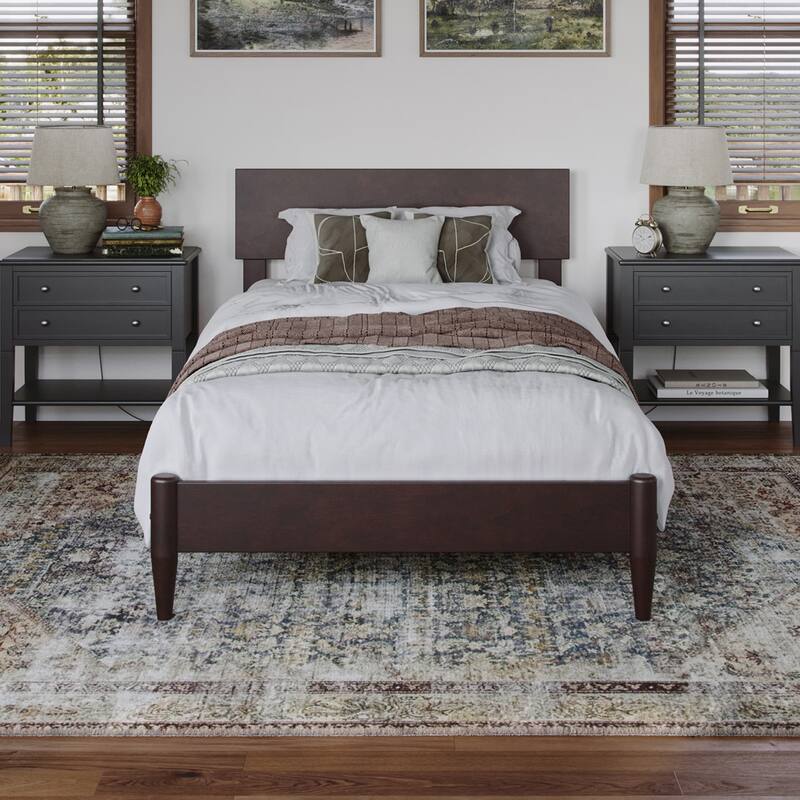 Aria Solid Wood Modern Low Profile Platform Bed