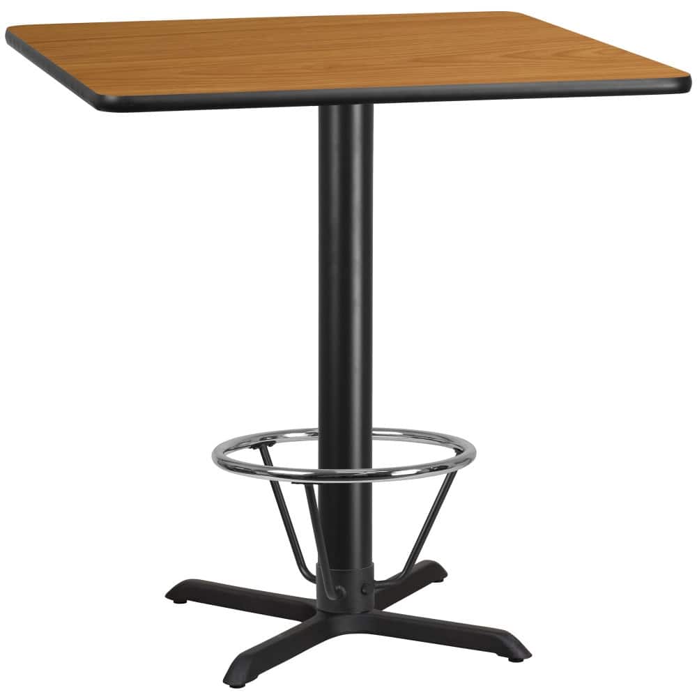 42'' Square Laminate Table Top with 33'' x 33'' Bar Height Table Base