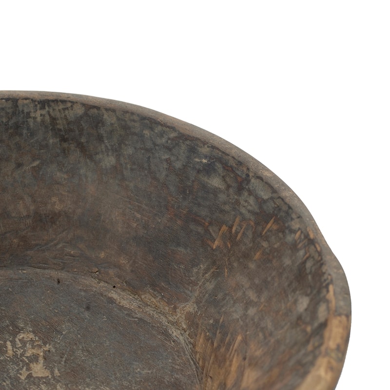 Hand-Carved Wooden Bowl with Metal Hairpin Legs - 20"