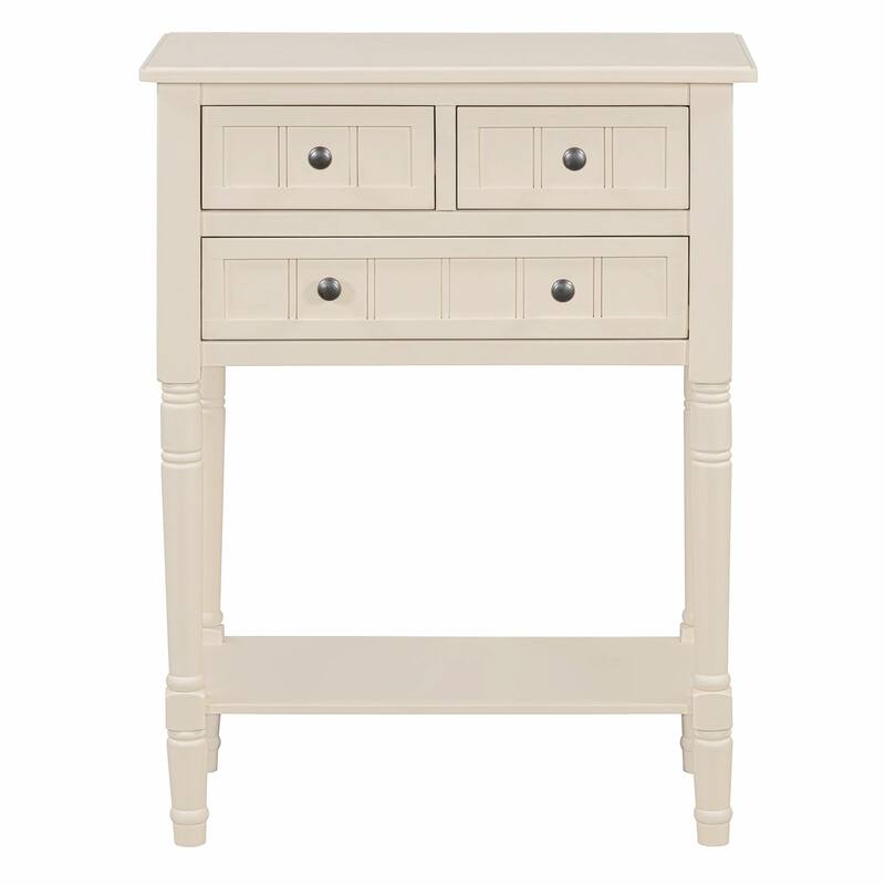 Narrow Console Table with 3 Drawers and Bottom Shelf