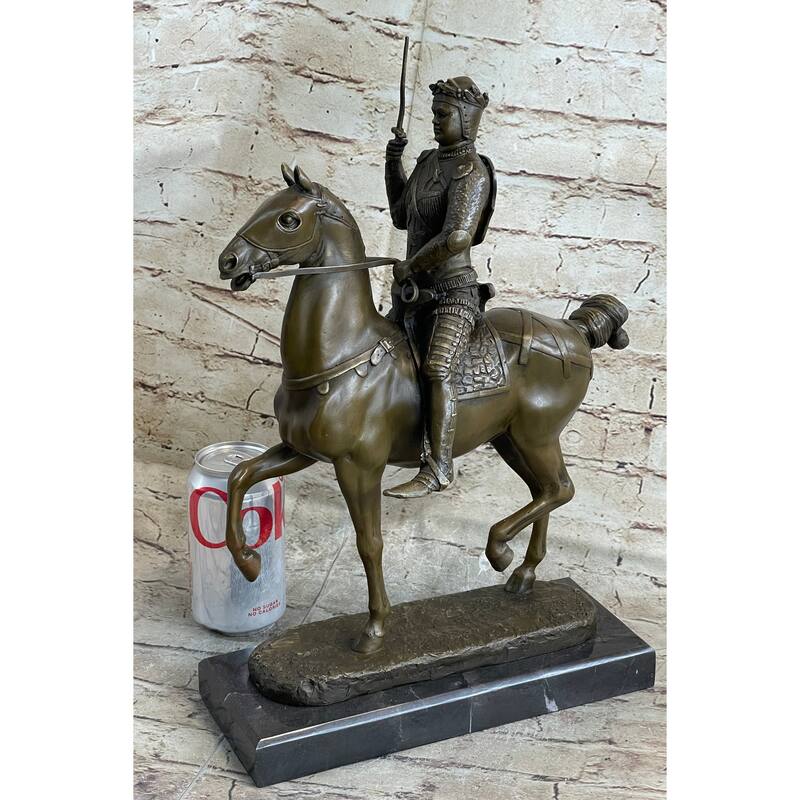 Medieval European Warrior King Arthur On Horseback Bronze Statue Sculpture 16 Inches X 10 Inches