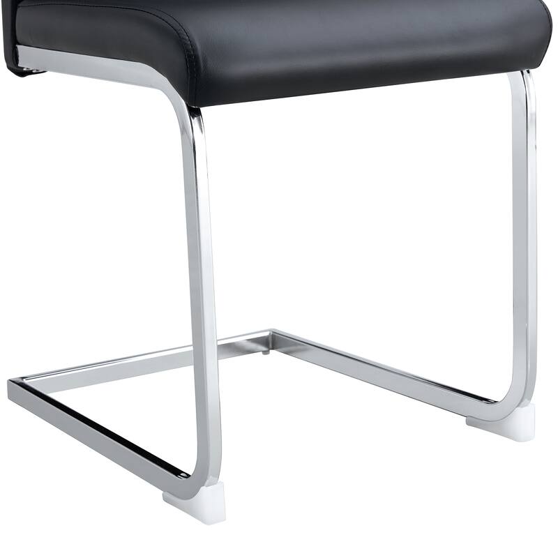 Set of 4 Modern PU Leather Upholstered Dining Chair,with High Back and Chrome Metal Base