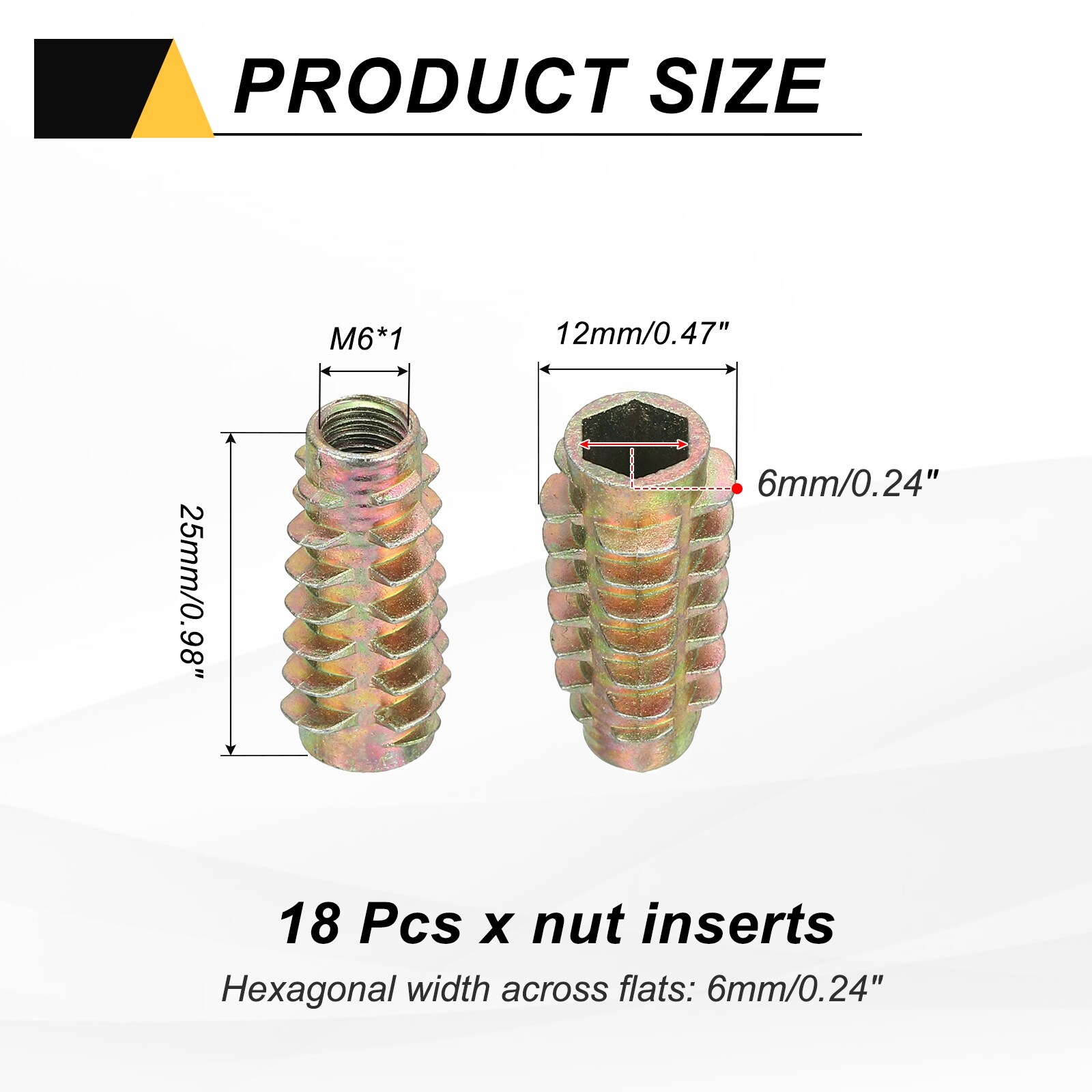 Threaded Inserts for Wood, Zinc Alloy Hex-Flush Thread Inserts Nuts