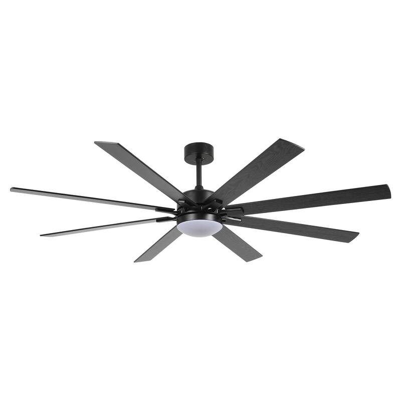 72'' Black Indoor Ceiling Fan with Light Remote Control