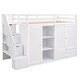 preview thumbnail 15 of 16, Twin Size Functional Loft Bed with 2 Wardrobes, 2 Drawers, 3 Shelves and Storage Staircase, Solid Wood Bed Frame with Guardrail