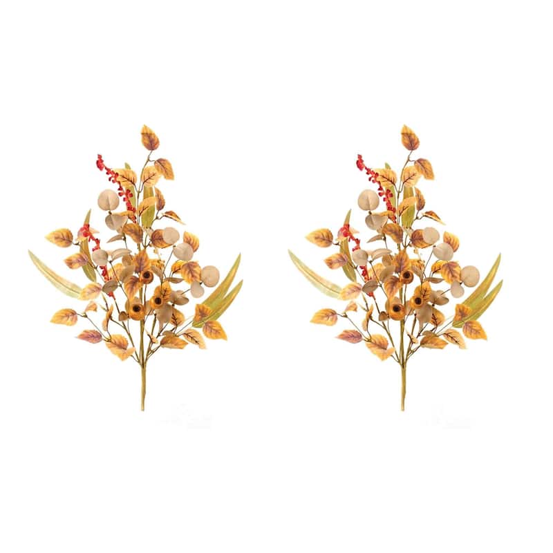 Set of 2 Mixed Fall Foliage Pod Thanksgiving Artificial Sprays 30"
