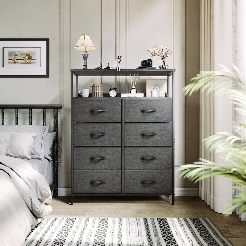 Modern Wide Dresser Storage Tower with 8 Drawers