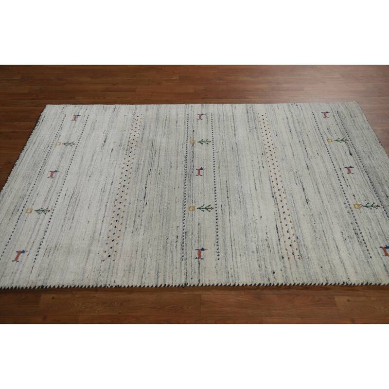 Gabbeh Indian Rug Handmade Wool Tribal Beige Carpet - 4'0" x 5'9"